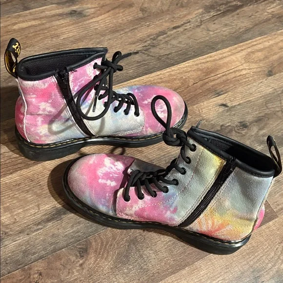 Authentic Dr. Martens Kids Size 3 Tie-Dye Combat Boots Unisex Lace Up Suede Boot - Picture 10 of 17